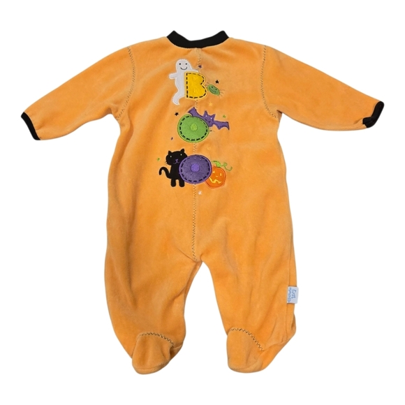 First Moments Orange Halloween Boo Pumpkin One Piece Footie Sleeper 0-3 Months - Picture 1 of 5